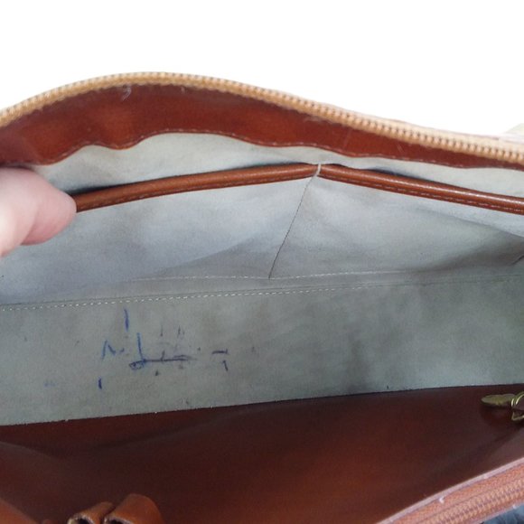 Vtg Brahmin Toasted Melbourne Stacy Crossbody Bag Croc Embossed Leather Brass - Picture 16 of 16